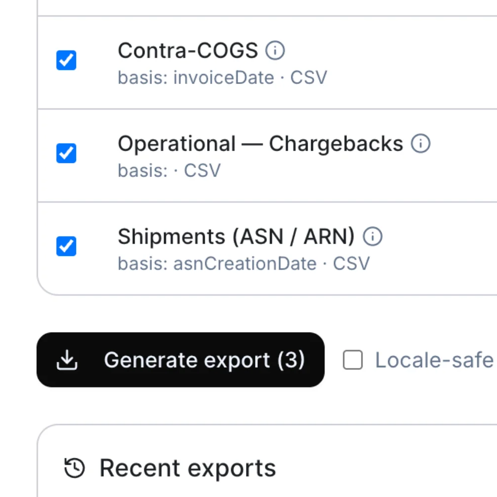 Retail 365 page-level XLS export builder