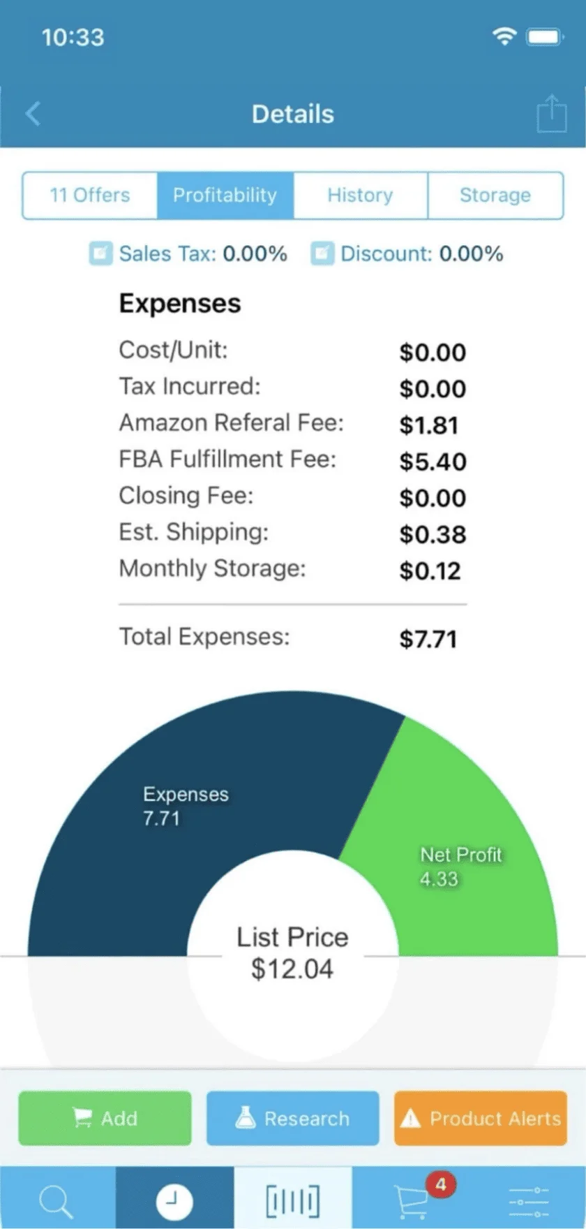Scoutify scan result showing profit after fees, competition data, and restriction alerts in one view
