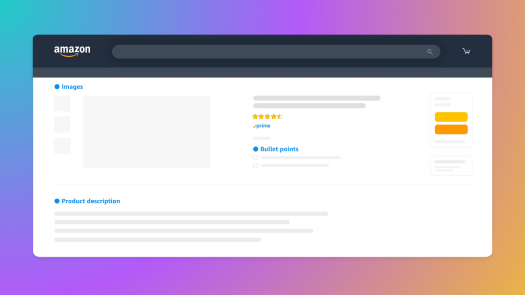 Add products Amazon Seller Central - Screen showing a product listing template