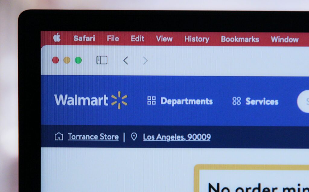 How to sell on Walmart - A laptop screen displaying the Walmart.com website interface