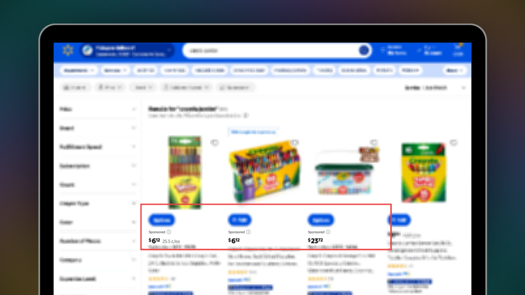 Walmart ads guide - A screenshot of sponsored products on the Walmart website