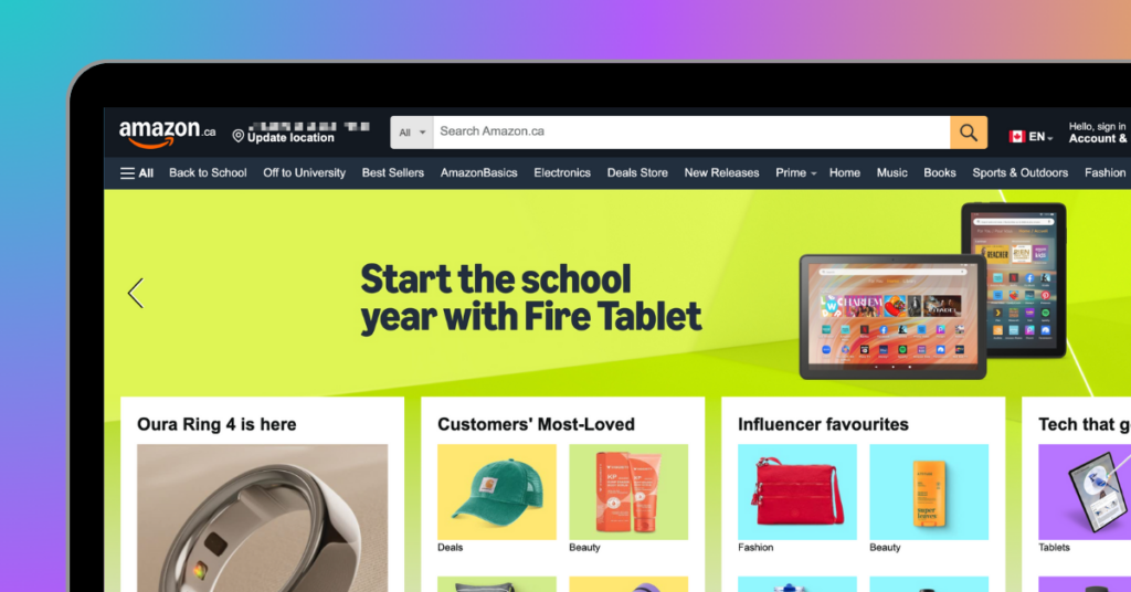 How to sell on Amazon Canada - A screenshot of the Amazon.ca website