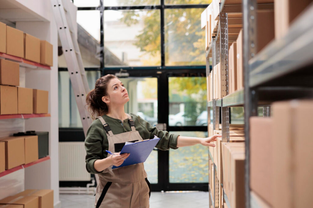 Amazon Seller Flex - A woman handling logistics and inventory in her small warehouse