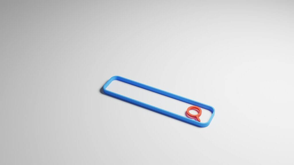 Best online arbitrage tools - A 3D search bar with a magnifying glass icon on a white background